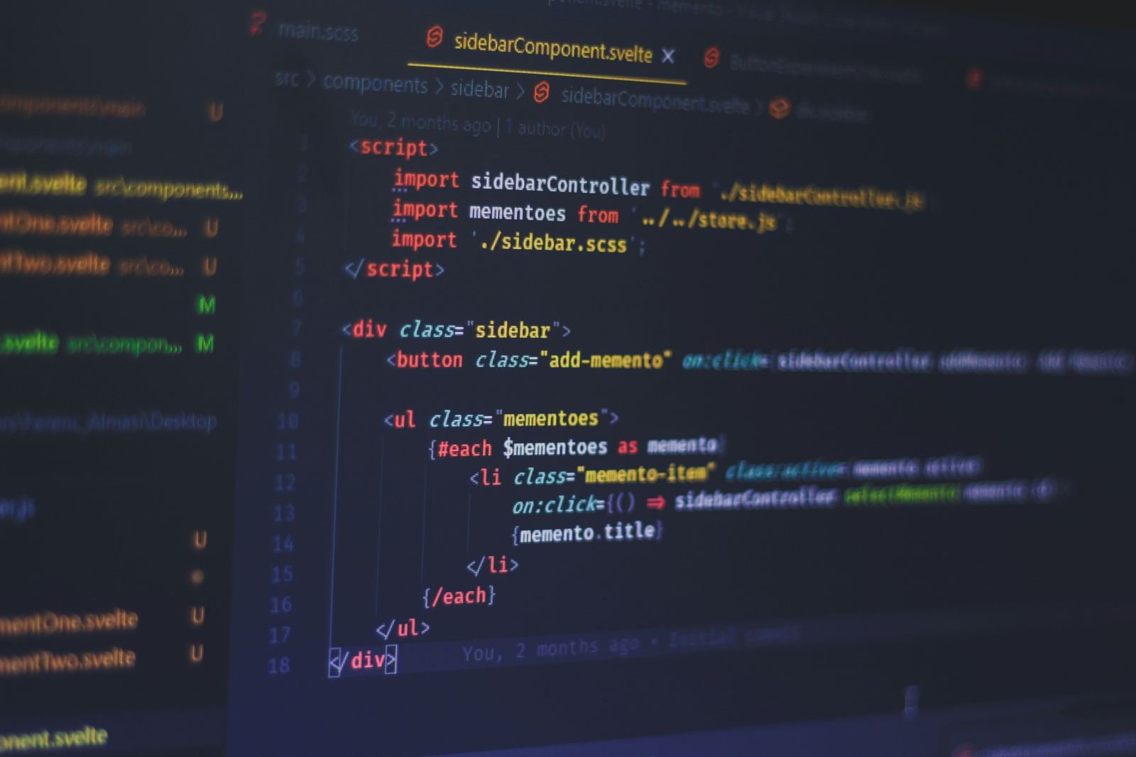 Code open in an editor on a dark screen